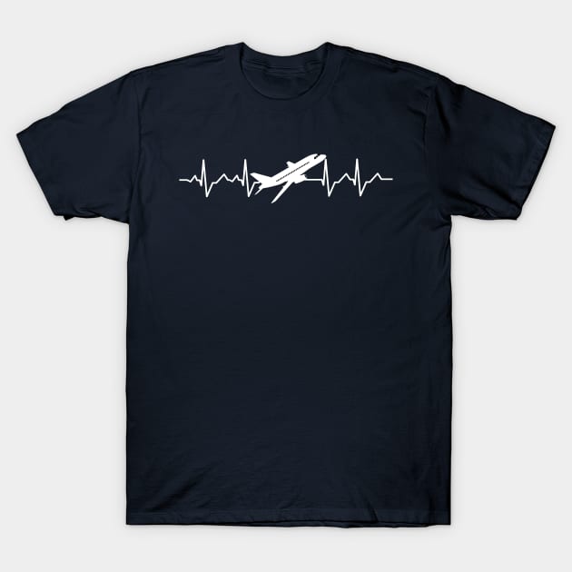 Airplane Heartbeat Pilot Flying Cool Aviator T-Shirt by TeeTypo